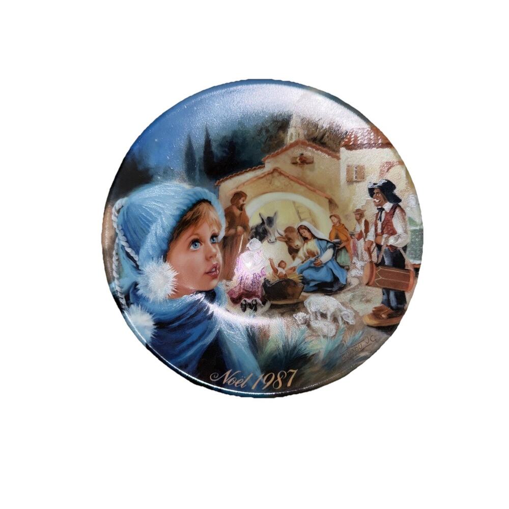 D'Arceau Limoges 1987 "La Creche Etoilee" Christmas Plate 8.5" COA #L122 EUC